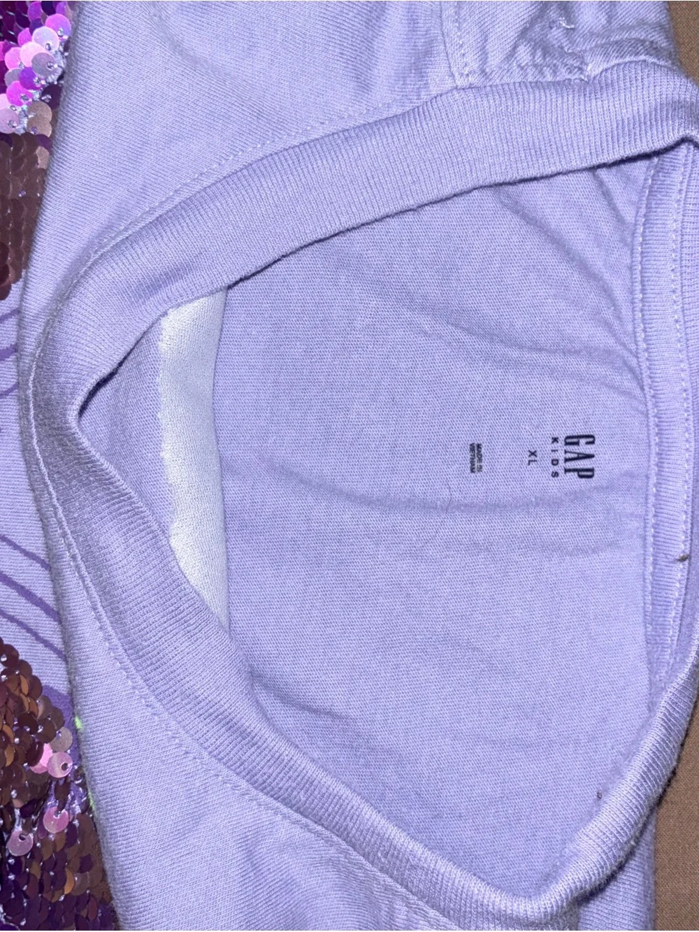 GAP Lilac Short-Sleeve Tee with Sequin Butterfly